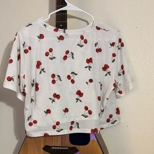 Cherry Print Crop Top